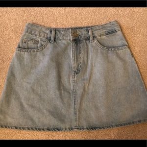H&M Divided Blue Denim Jean Mini Skirt Size 8 US Light Wash A Line New